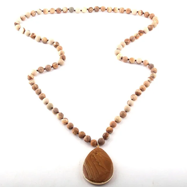 Bohemian Knotted Stone Matching  Pendant Necklaces