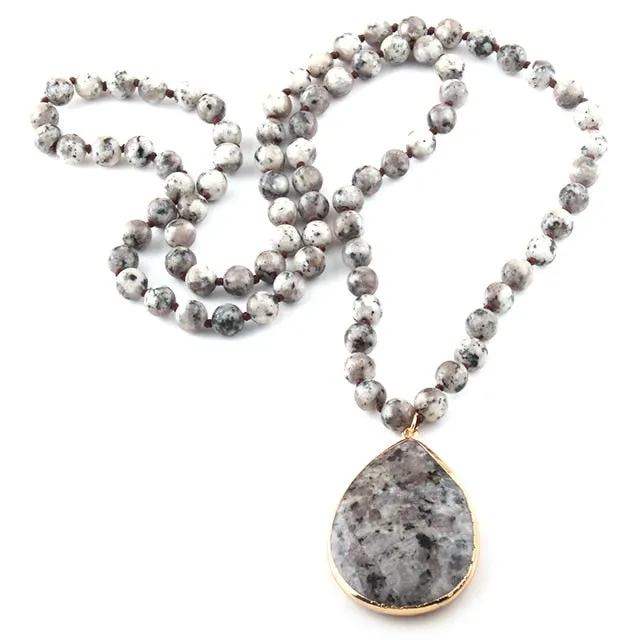 Bohemian Knotted Stone Matching  Pendant Necklaces