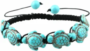 Bohemian Turquoise Sea Turtle Bracelets Handmade Charm Blue Turtle Ocean Animal Beaded Wove Knitted Rope Adjustable Bracelets for Women Men Boho Style Summer Hawaiian Beach Holiday Fashion Jewelry Gifts