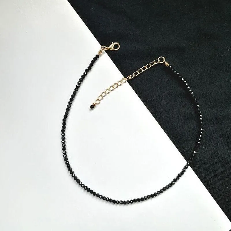 Boho Chic Black Bead Short Necklace