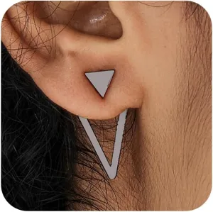 Boho Geometric Stud Earrings Jackets for Women Minimalist Geometric Stainless Steel Gold Earrings for Women Pattern Stud Earrings for Women Stylish Earrings