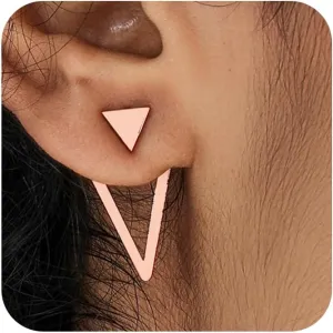 Boho Geometric Stud Earrings Jackets for Women Minimalist Geometric Stainless Steel Gold Earrings for Women Pattern Stud Earrings for Women Stylish Earrings