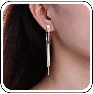 Boho Long Bar Drop Earrings Gold Metal Bar Dangle Earrings Vertical Bar Line Earrings Crystal Stud Earrings Minimalist Vertical Long Bar Earrings Jewelry for Women