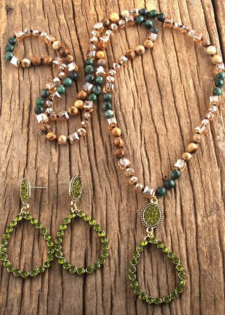 Boho Necklace Long - Natural Stone