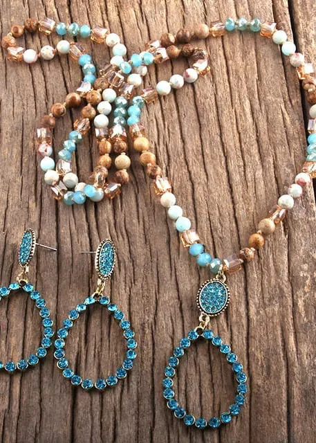Boho Necklace Long - Natural Stone