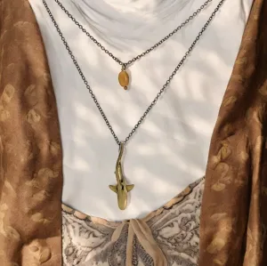 Boho Shark Necklace for Women- Bronze Beachy Boho Necklace, Layered Necklace for Women, Reef Shark Necklace, Bronze SharkPendant, Brown Shark Necklace