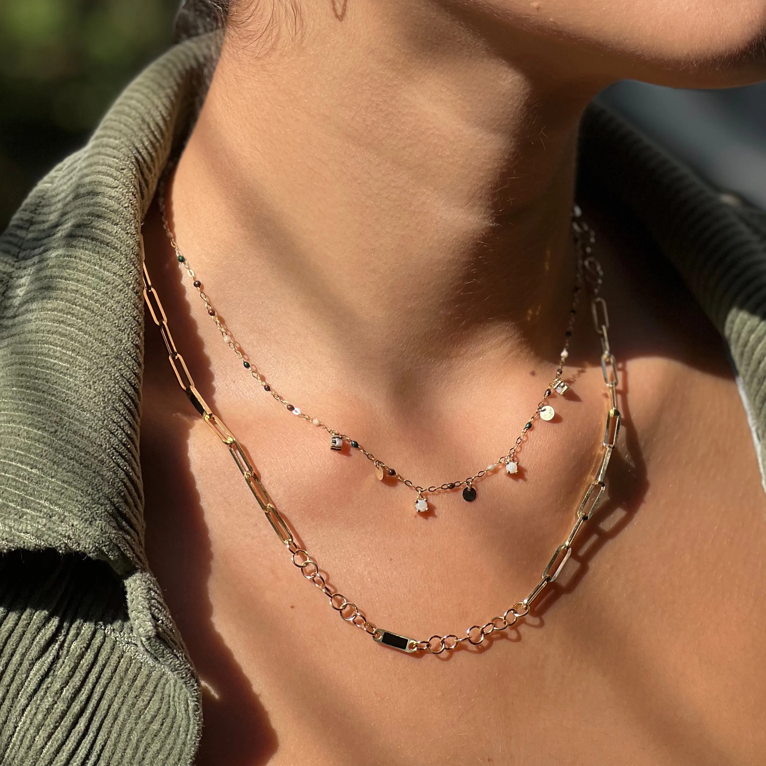 Bold Enamel Link Chain Necklace