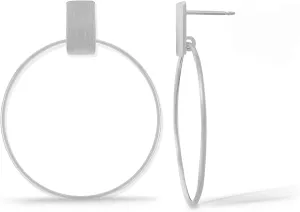 Boma Jewelry Sterling Silver Geometric Drop Hoop Post Earrings