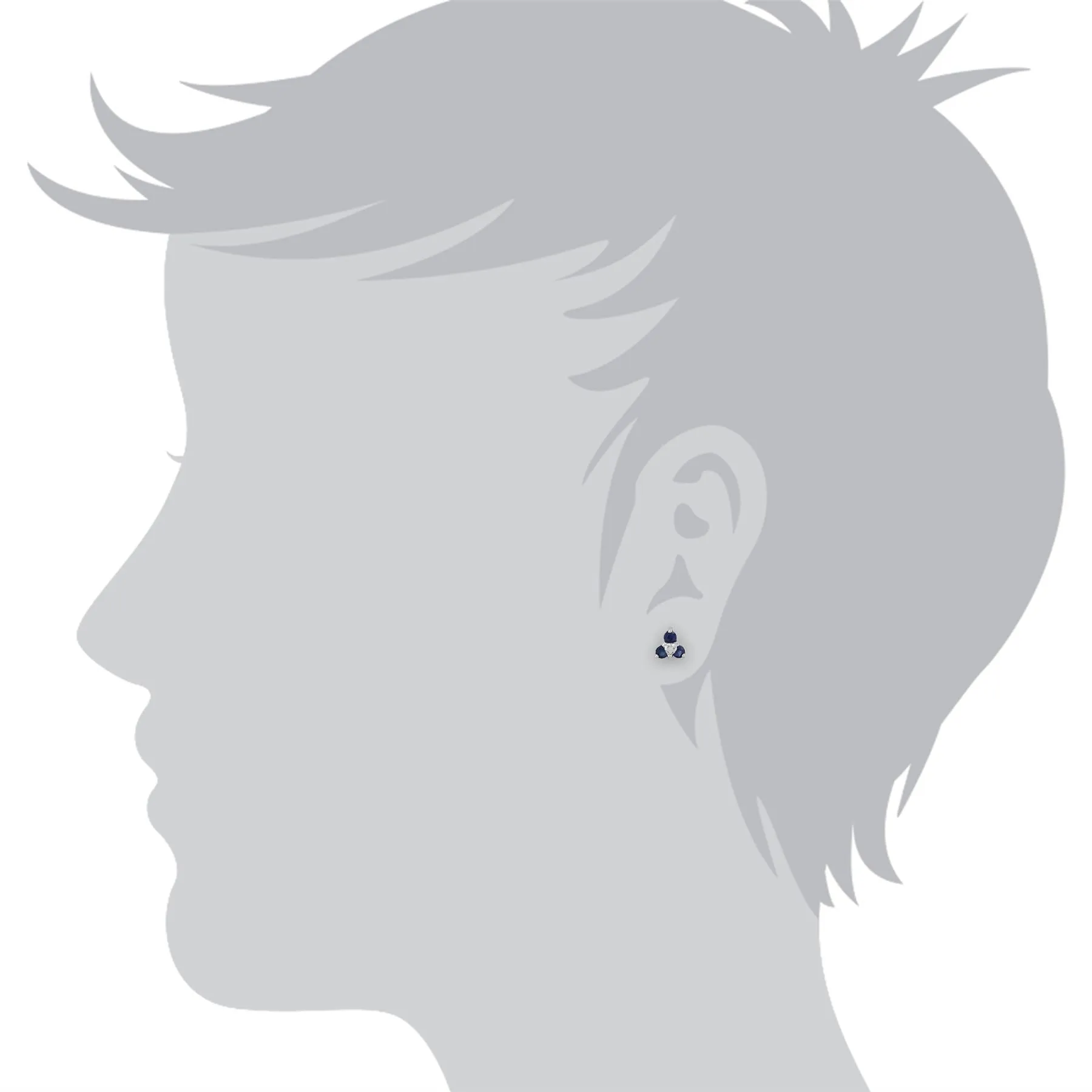 Boucles d'Oreilles Clou Classique Or Blanc 375 Saphir Rond et Diamant
