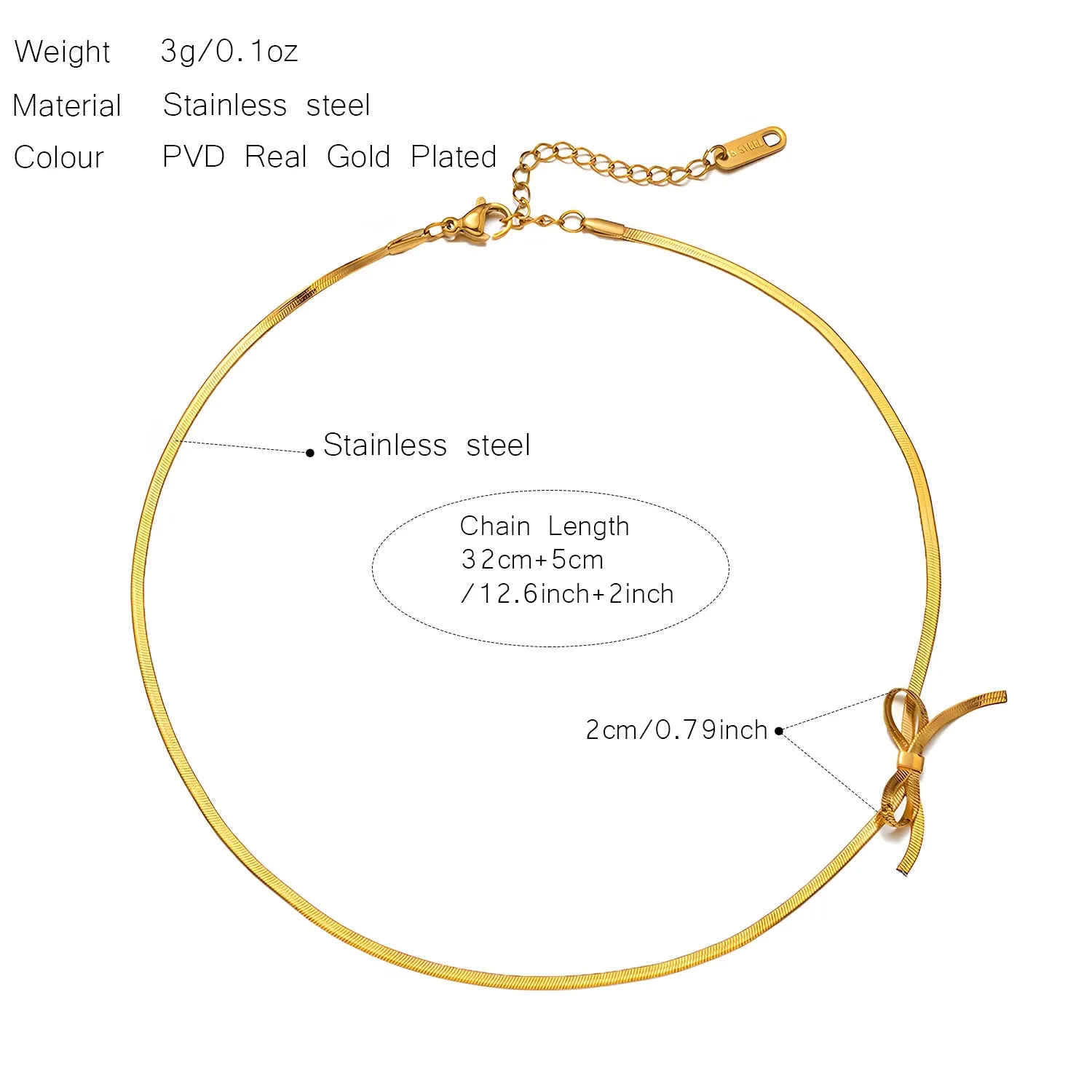 Bow Collarbone Necklace Stainless Steel Jewelry for Girls
