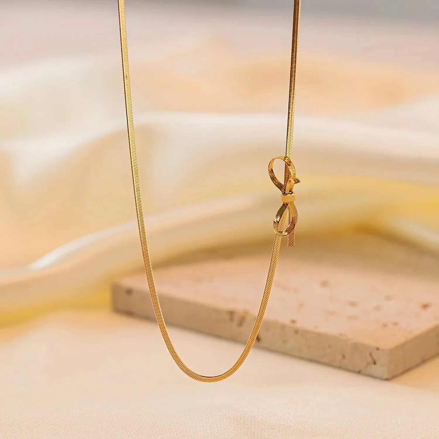Bow Collarbone Necklace Stainless Steel Jewelry for Girls