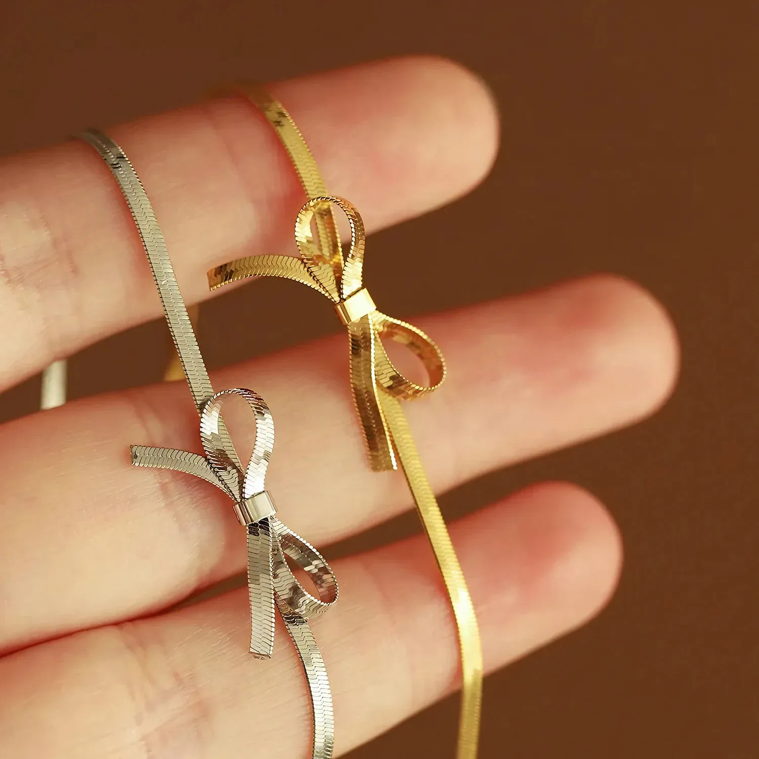 Bow Collarbone Necklace Stainless Steel Jewelry for Girls