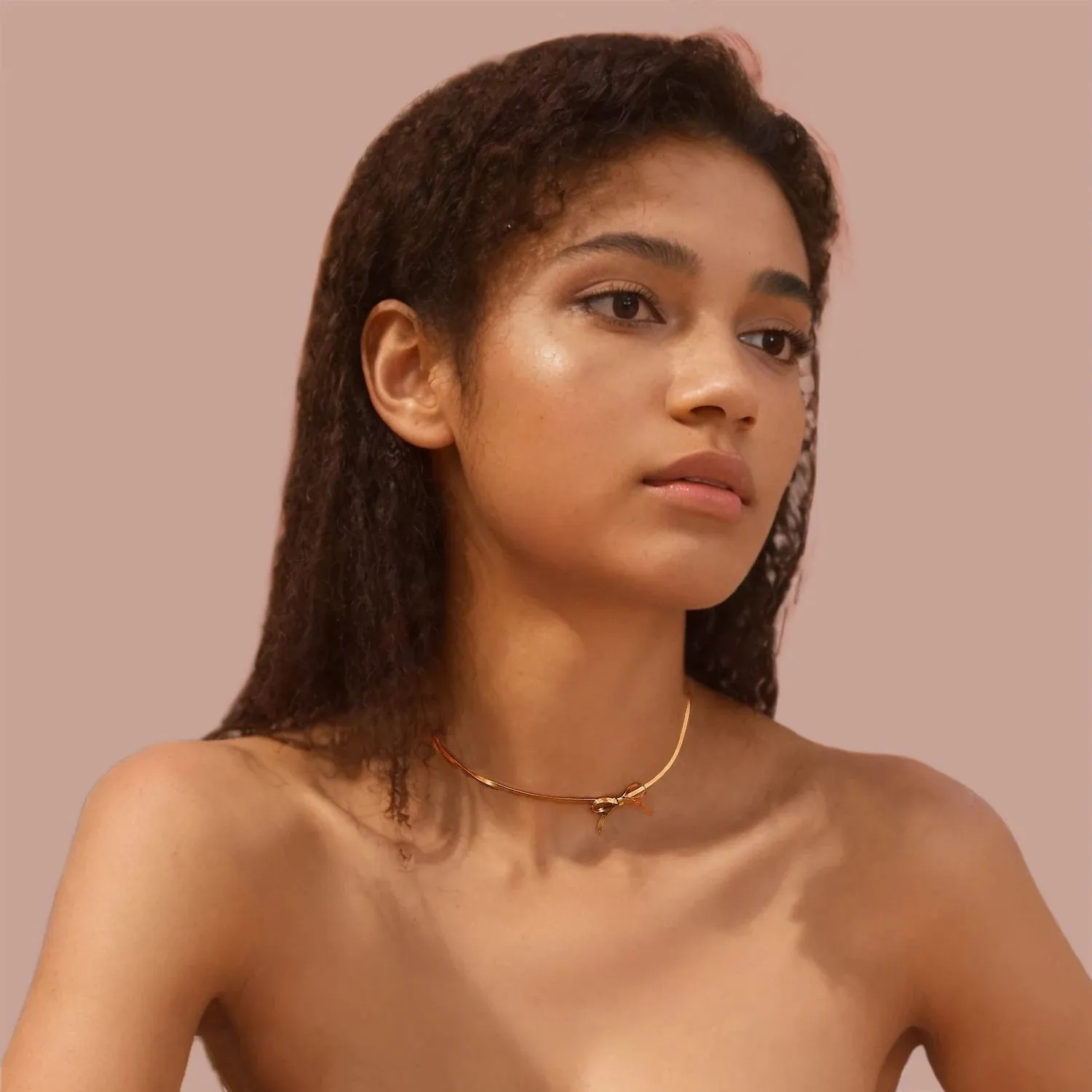Bow Collarbone Necklace Stainless Steel Jewelry for Girls