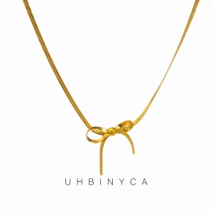 Bow Collarbone Necklace Stainless Steel Jewelry for Girls