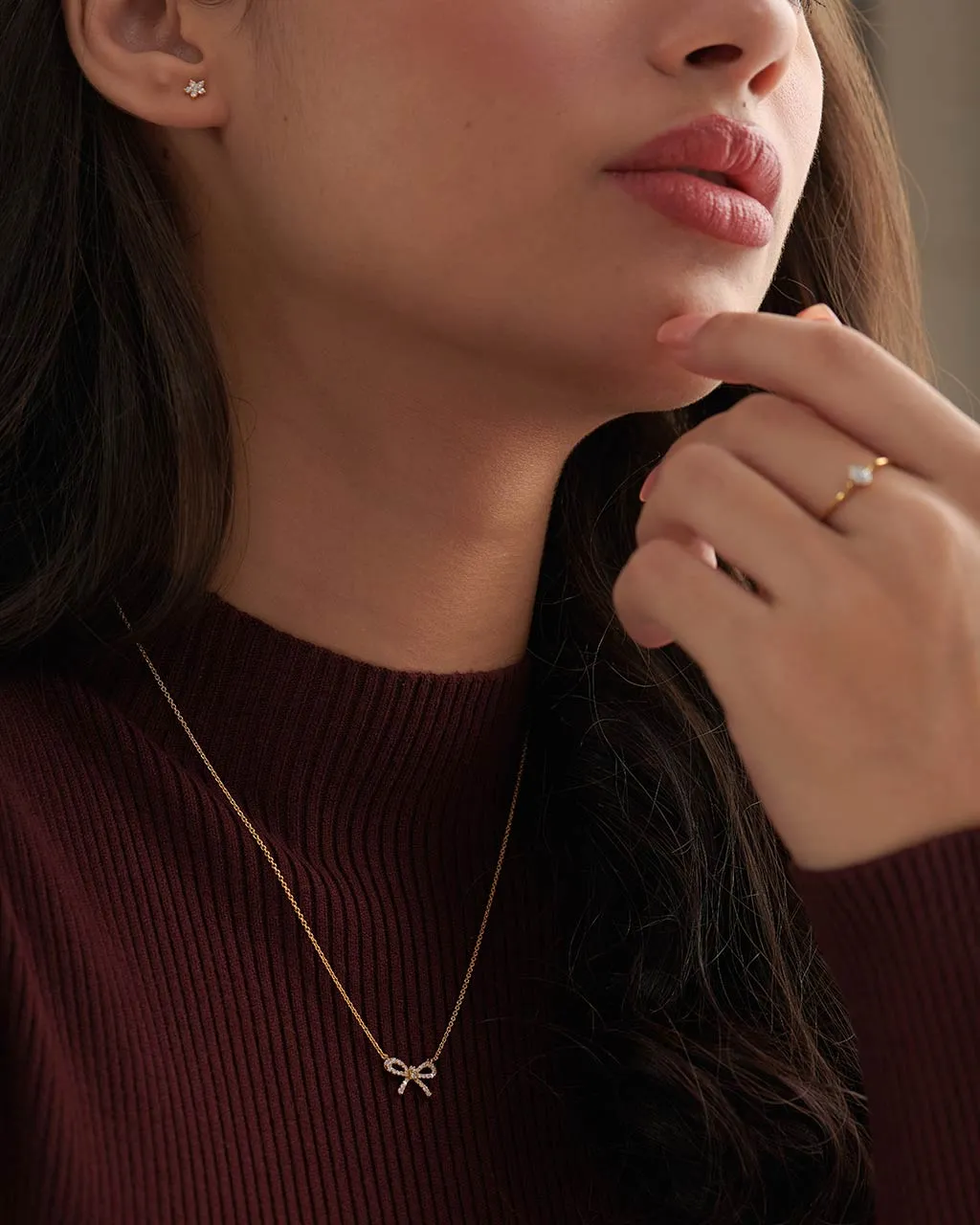 Bow Diamond Necklace