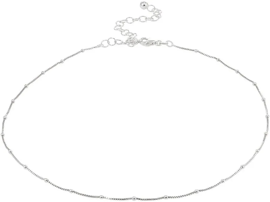 Box Chain Necklace, Chain Necklace, Layered Necklaces for Women, Choker Layering Necklace, Choker Necklace, Dainty Necklace, Choker Necklaces for Women, Necklace for Women, Box Chain with Beads