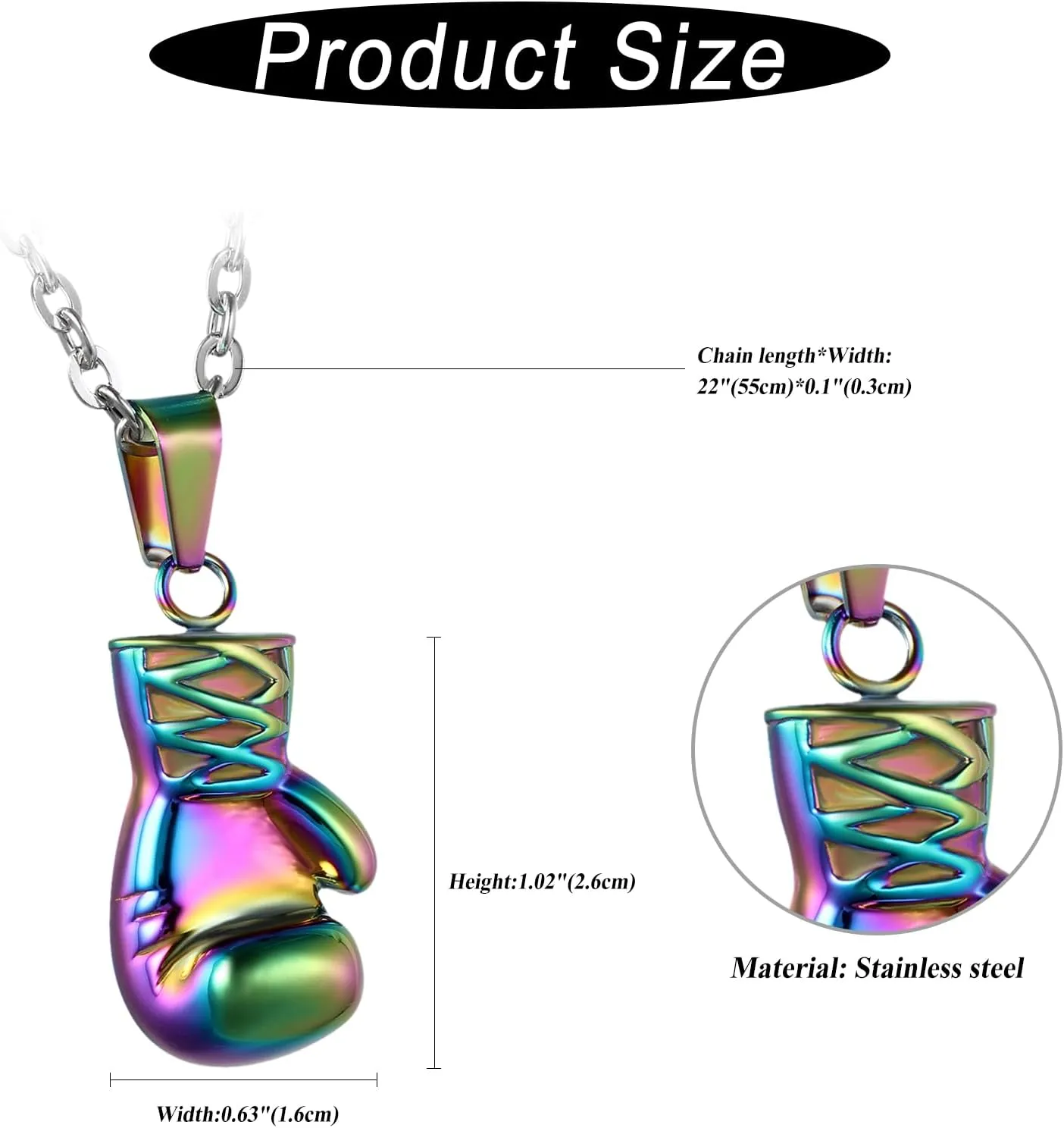 Boxing Gloves Pendant Necklace for Men: Punk Stainless Steel Boxing Chain with Gift Box