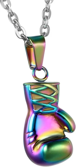 Boxing Gloves Pendant Necklace for Men: Punk Stainless Steel Boxing Chain with Gift Box