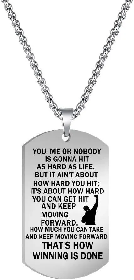 Boxing Punk Necklace 24 Inch Stainless Steel Chain Pendant Jewelry Silver Necklaces
