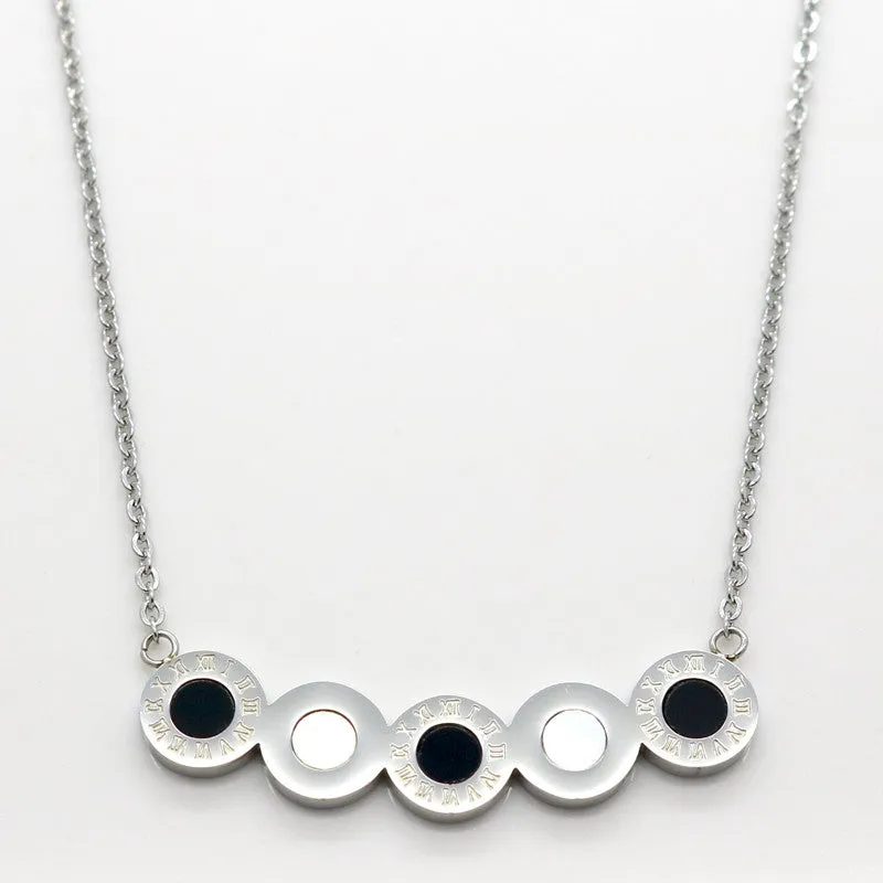Brand Jewelry Roman Simple White Black Shell Bar Pendant Necklace 18K Gold Plated White Natural Pearl And Shell Necklace Women