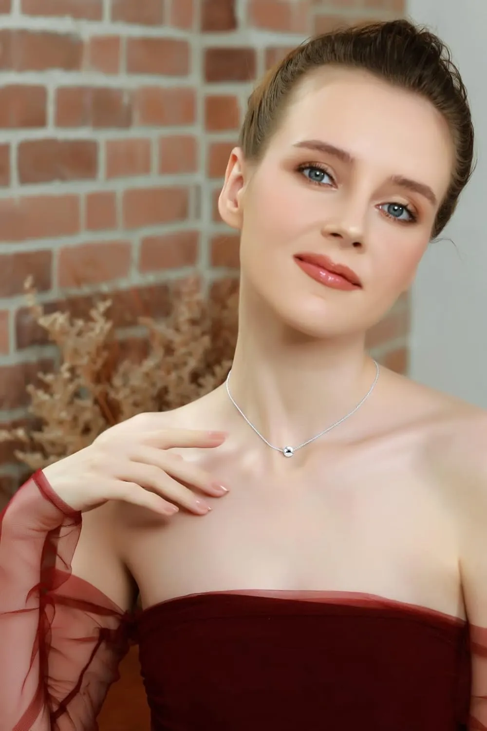 Brand Layered Rope Chain Necklace - Dainty 8mm Ball Bead Choker for Women