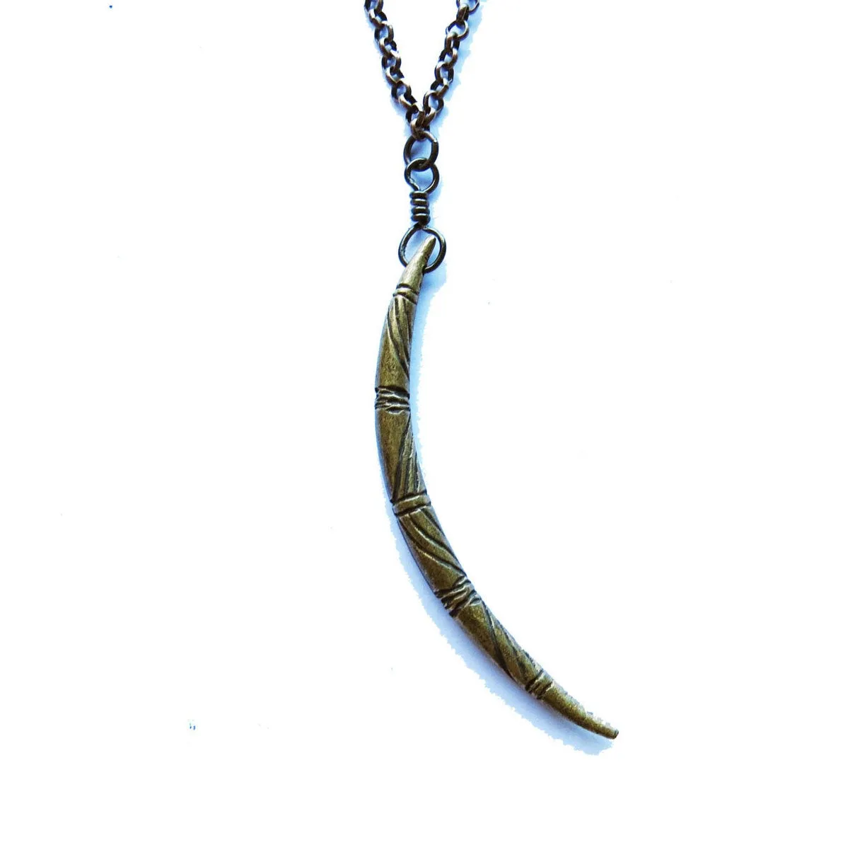 Brass Carved Moon Necklace