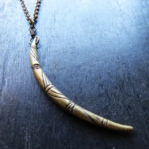Brass Carved Moon Necklace