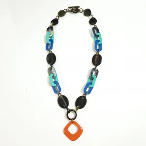 Breathtaking Trendy Necklace J18143, Made by Buffalo Horn and Lacquer
