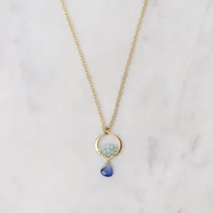 Bright Blue Kyanite & Amazonite Tiny Arabesque Necklace