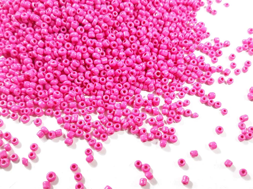 Bright Pink Opaque Round Rocailles Seed Beads