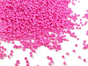 Bright Pink Opaque Round Rocailles Seed Beads