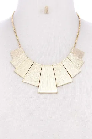 BRUSHED METAL NECKLACE & EARRINGS SET