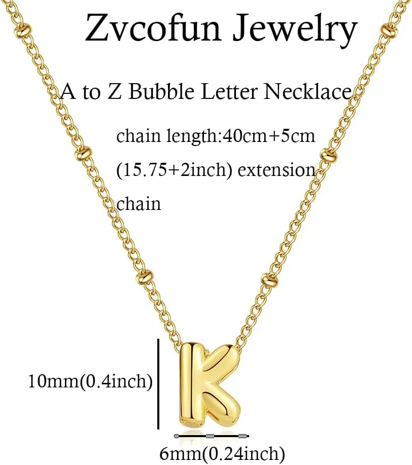 Bubble Letter Necklace Gold, Dainty Initial Necklaces for Women 14K Gold Plated Small A to Z Name Necklace Personalized Simple Initial Pendant Cute Choker Necklaces for Women Trendy Jewelry