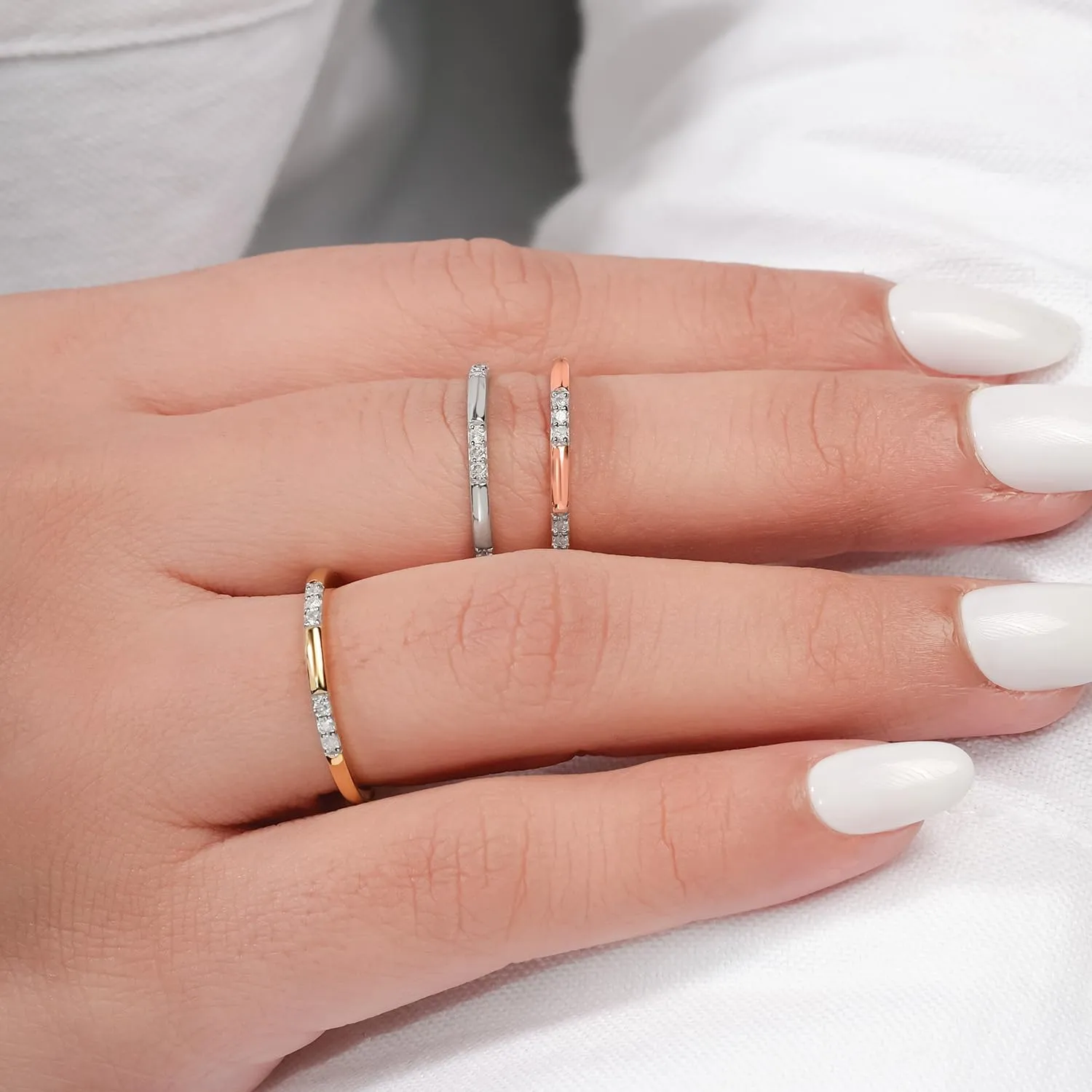Cali Trove, Gold Vermeil Plated Diamond Wedding Rings For Women in 925 Sterling Silver | 1/20, 1/10, 1/6 CT Diamond Stackable Rings for Women | Gold Silver Rings for Women | Anniversary Band for Women