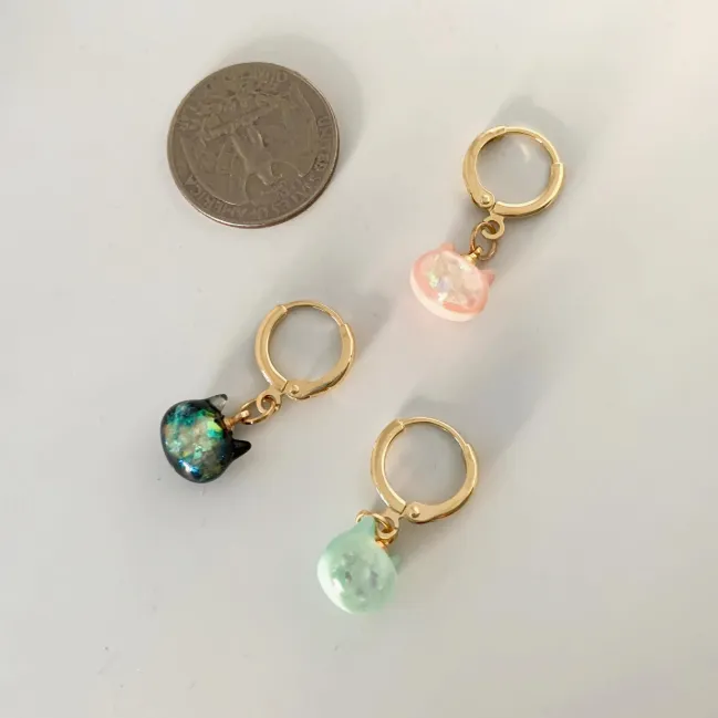 Candy Cat Huggie Earrings – Blue