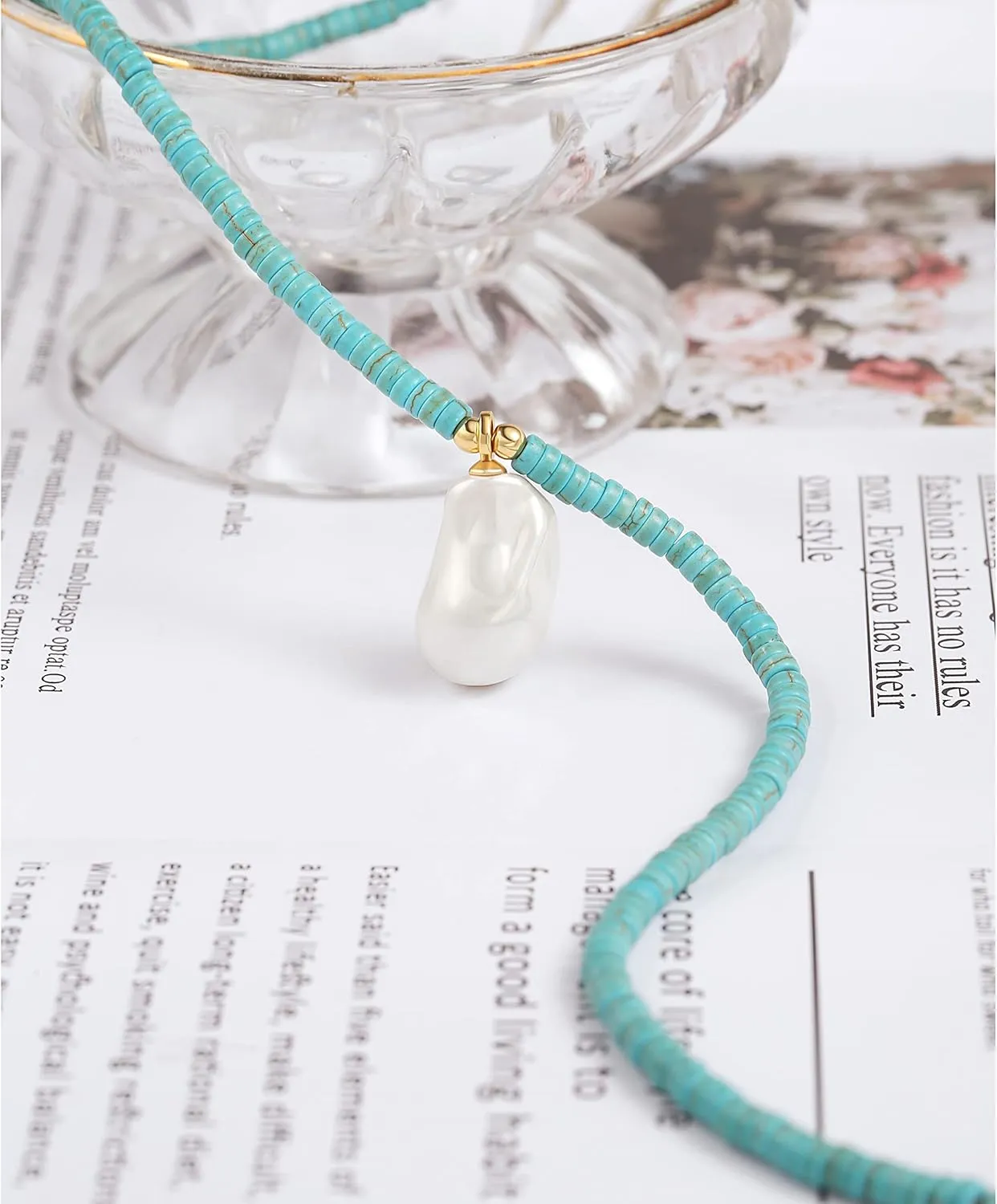 CANEVINKA Bohemian Beaded Choker Necklace 18K Gold Plated Bead Pendant Necklace Vintage Handmade Jewelry for Women