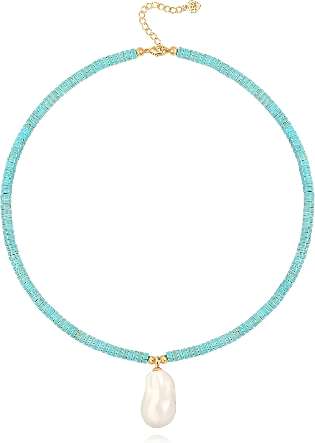 CANEVINKA Bohemian Beaded Choker Necklace 18K Gold Plated Bead Pendant Necklace Vintage Handmade Jewelry for Women