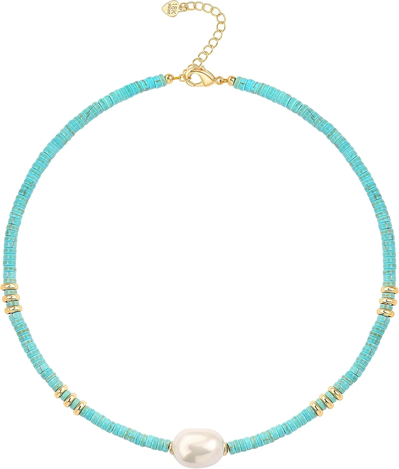 CANEVINKA Bohemian Beaded Choker Necklace 18K Gold Plated Bead Pendant Necklace Vintage Handmade Jewelry for Women
