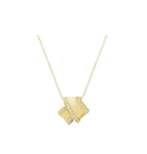 Carelle 18K Yellow Gold Diamond Knot Necklace