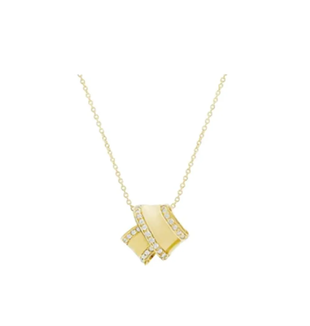 Carelle 18K Yellow Gold Diamond Knot Necklace