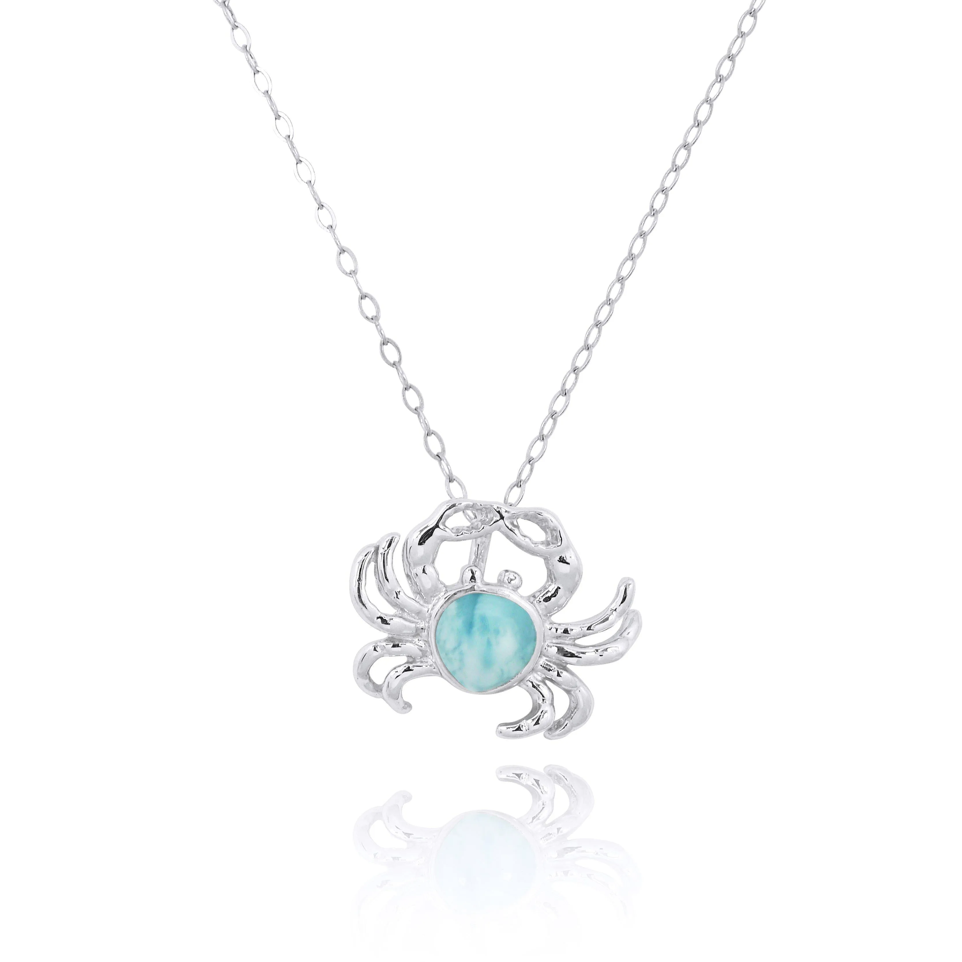 Caribbean Larimar Crab Pendant Necklace - Miami