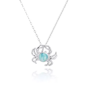 Caribbean Larimar Crab Pendant Necklace - Miami