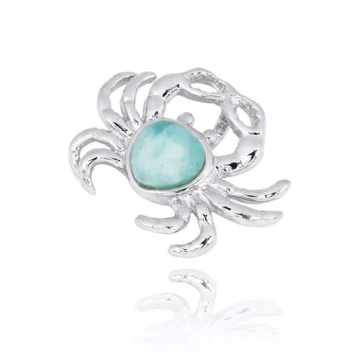 Caribbean Larimar Crab Pendant Necklace - Miami