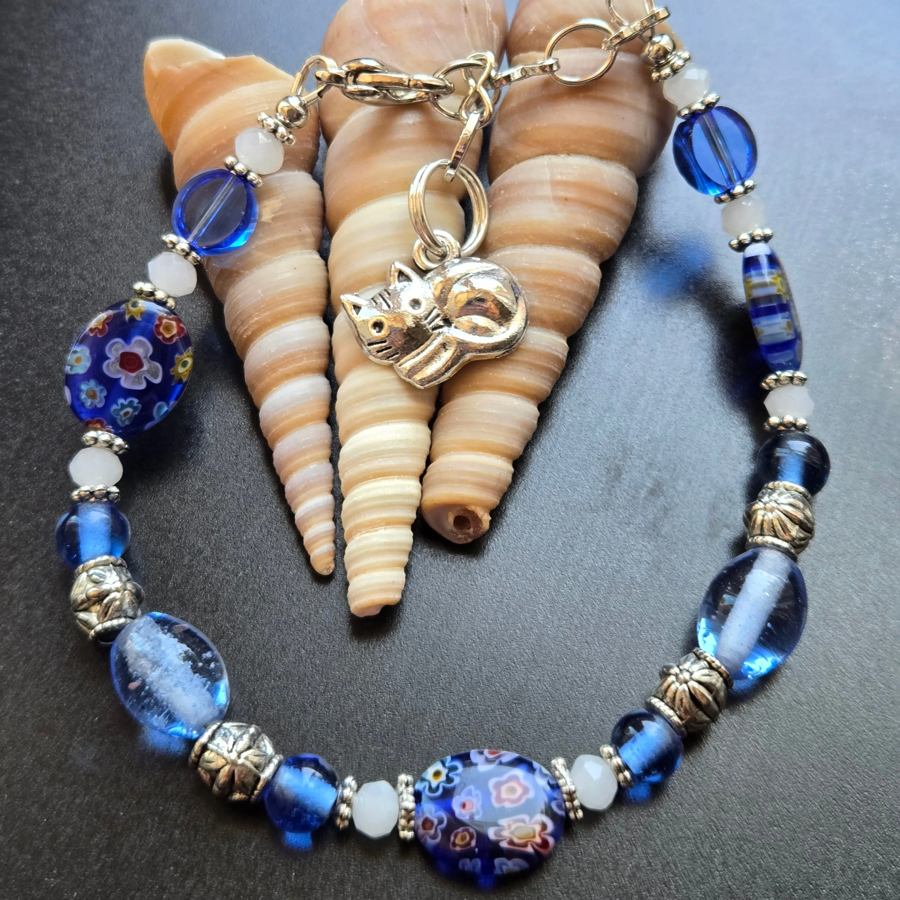 Cat Charm Bracelet - Obsidian