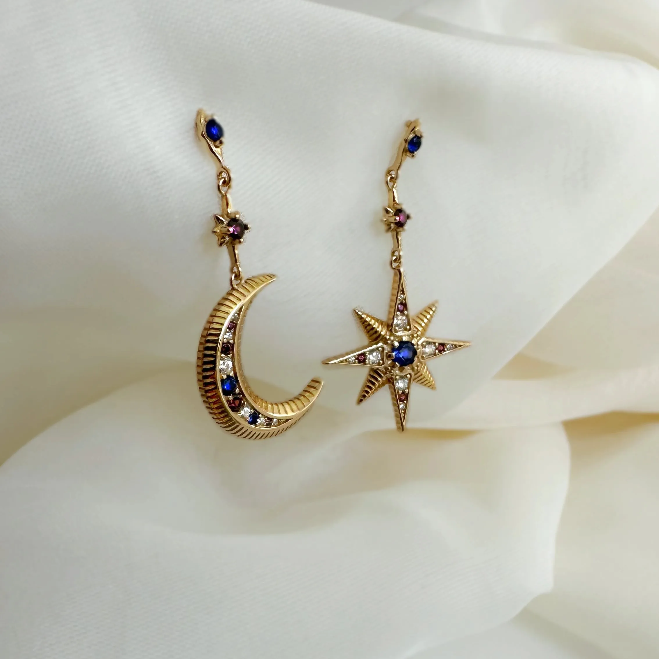 CELESTE MOON & STAR STUDS