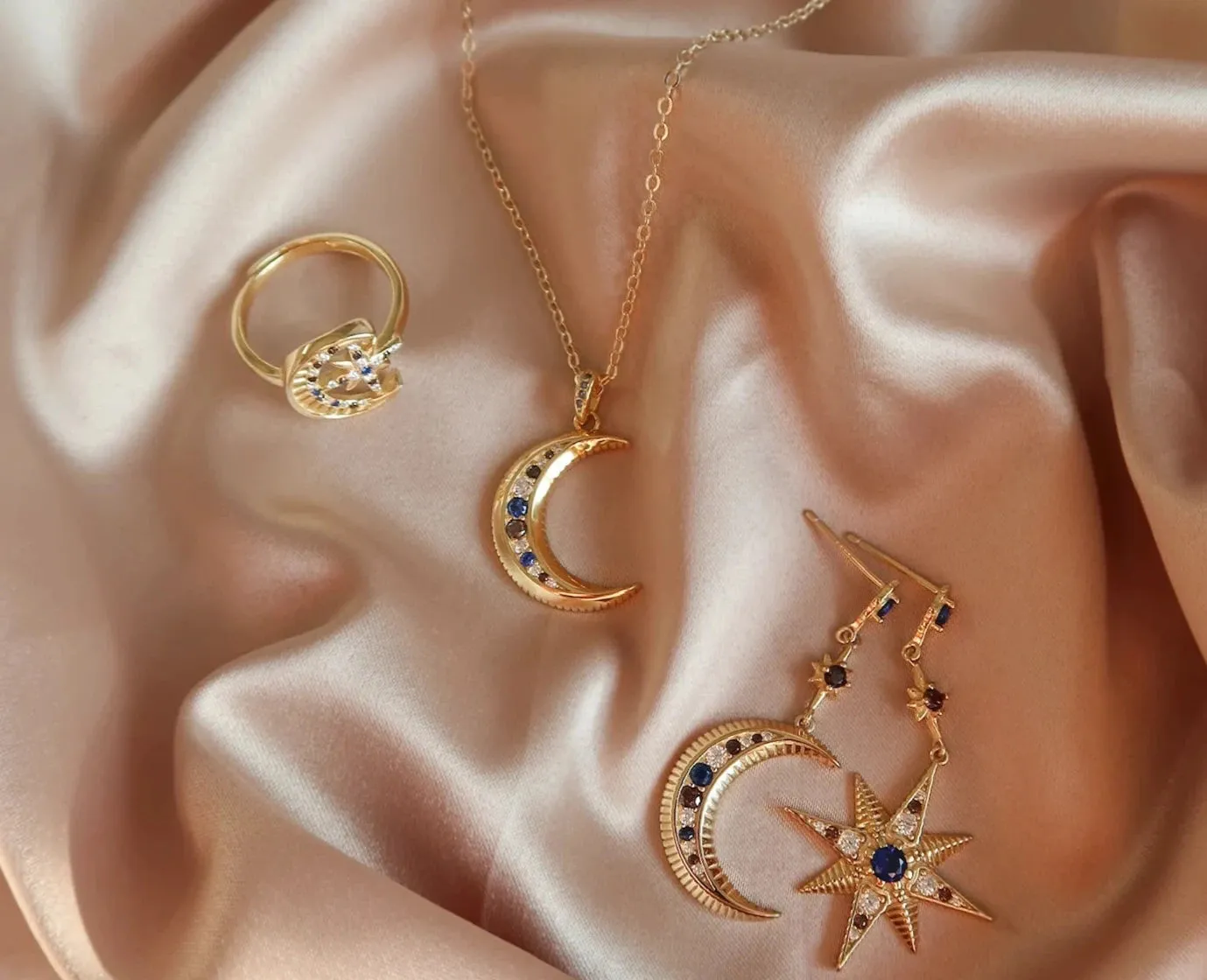CELESTE MOON & STAR STUDS