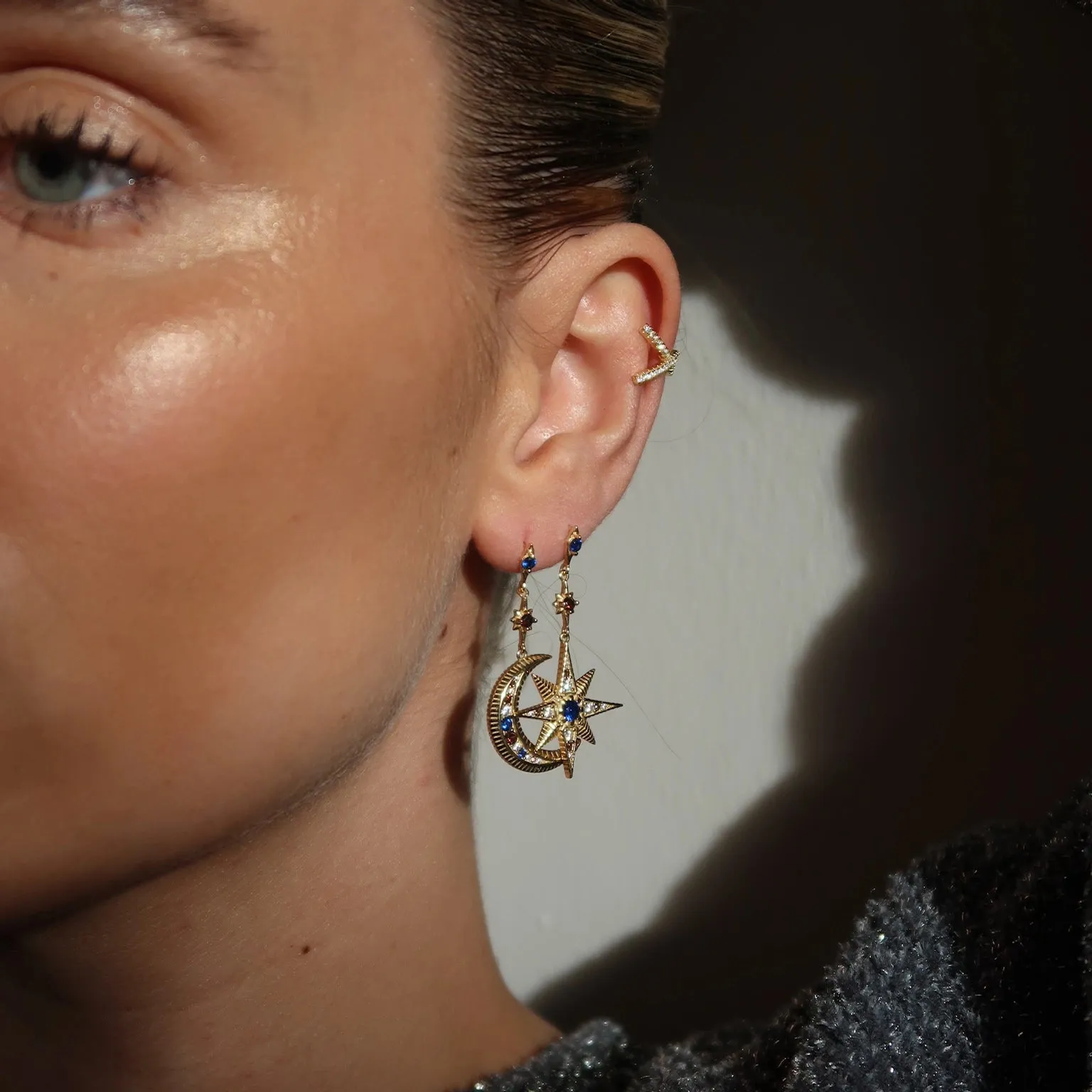 CELESTE MOON & STAR STUDS