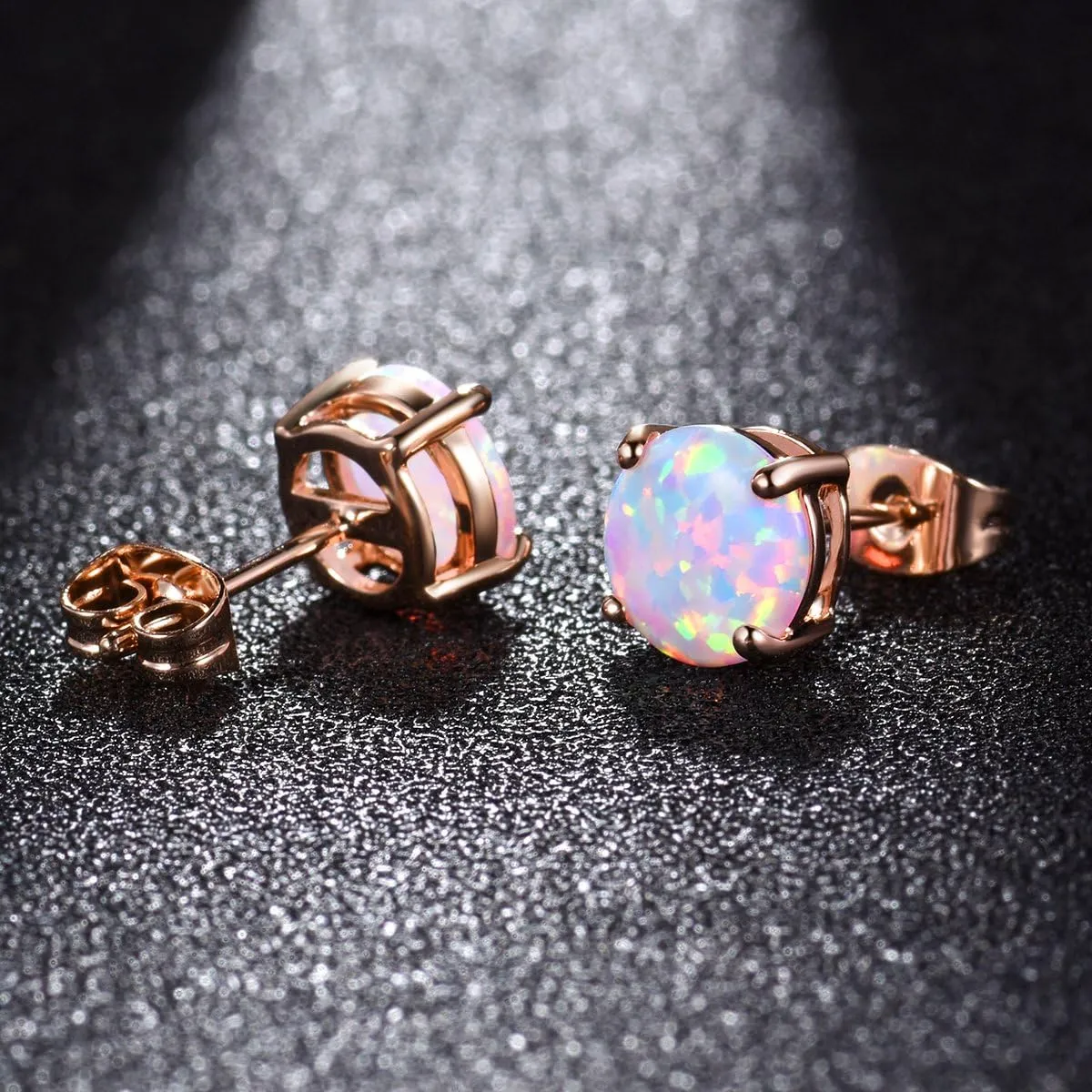 CERSLIMO Multi Colors fire Opal Stud Earrings Birthstone Earrings For Women 8mm