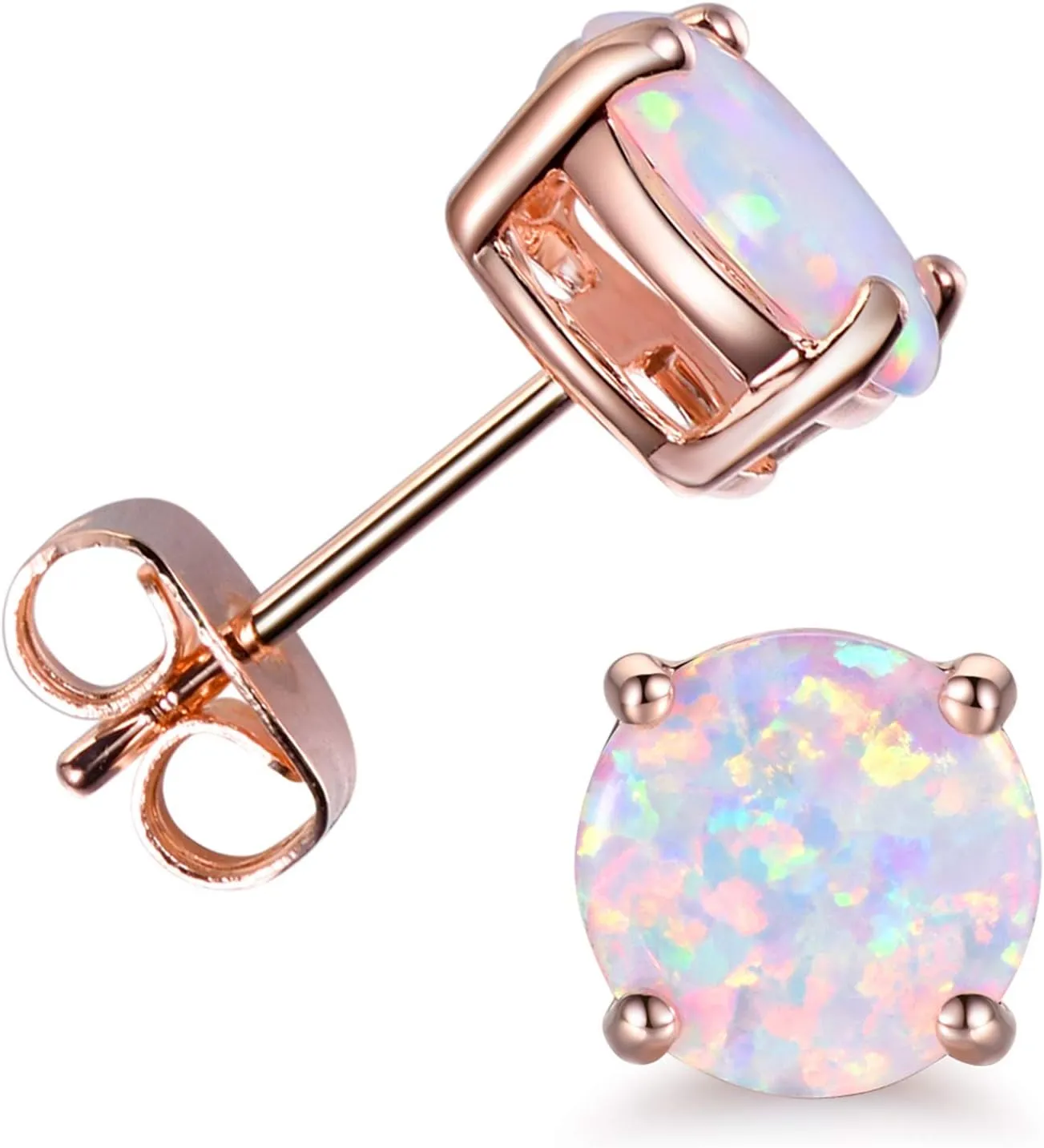 CERSLIMO Multi Colors fire Opal Stud Earrings Birthstone Earrings For Women 8mm