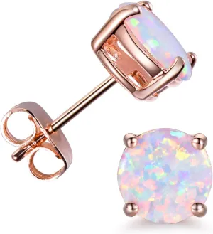 CERSLIMO Multi Colors fire Opal Stud Earrings Birthstone Earrings For Women 8mm